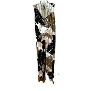 G.I.L.I. Side Slit Palm Leaf Print Jumpsuit. Women's size XL.